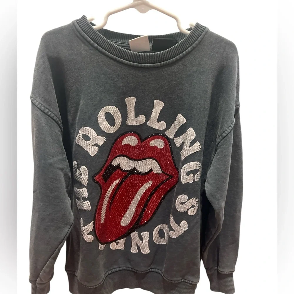 Zara gray Rolling Stones kids sweater encrusted garment size 6-7 - Picture 7 of 7